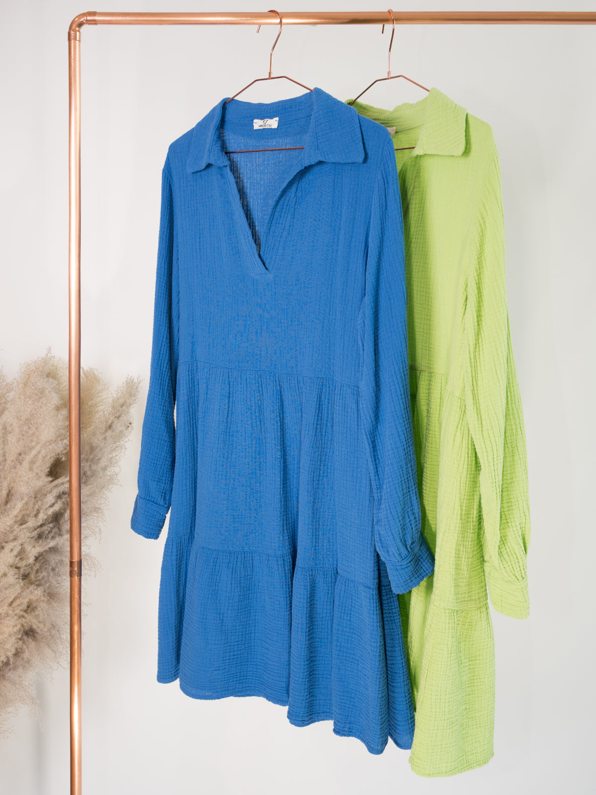 Musselin Blusenkleid - apfelgrün - Susan