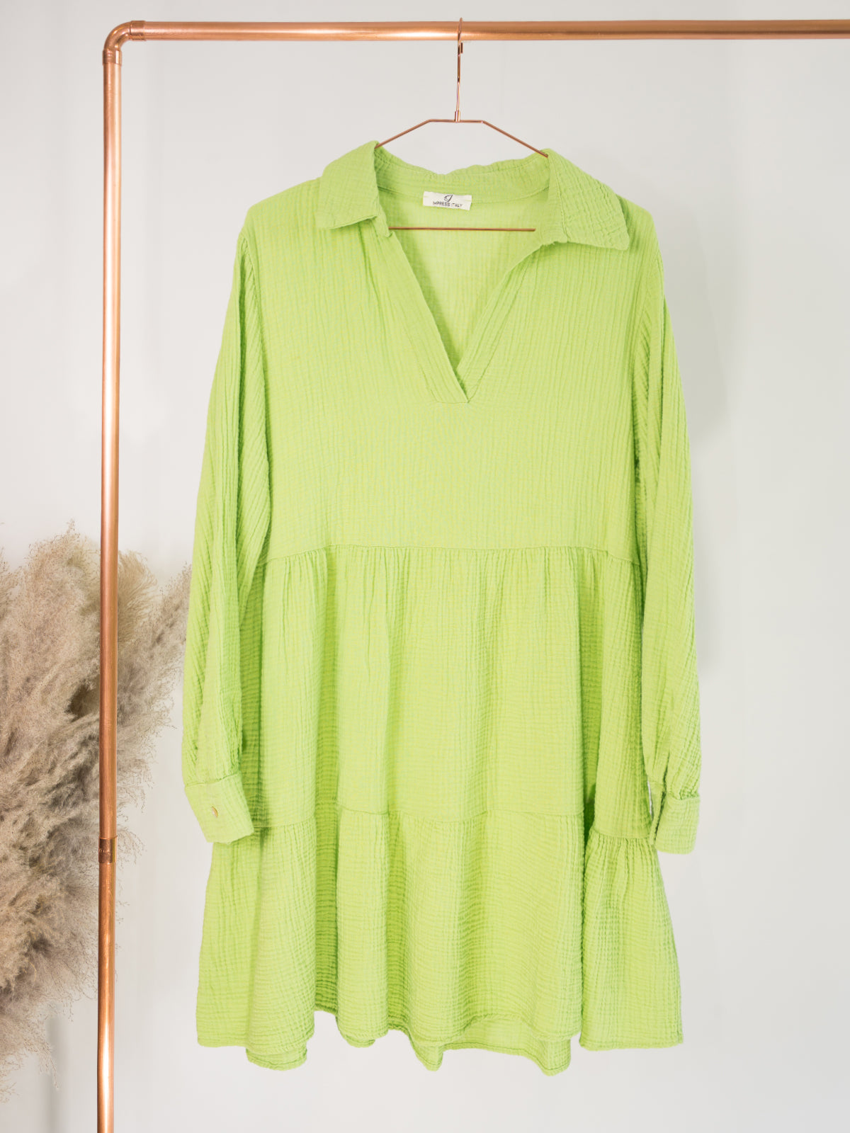 Musselin Blusenkleid - apfelgrün - Susan