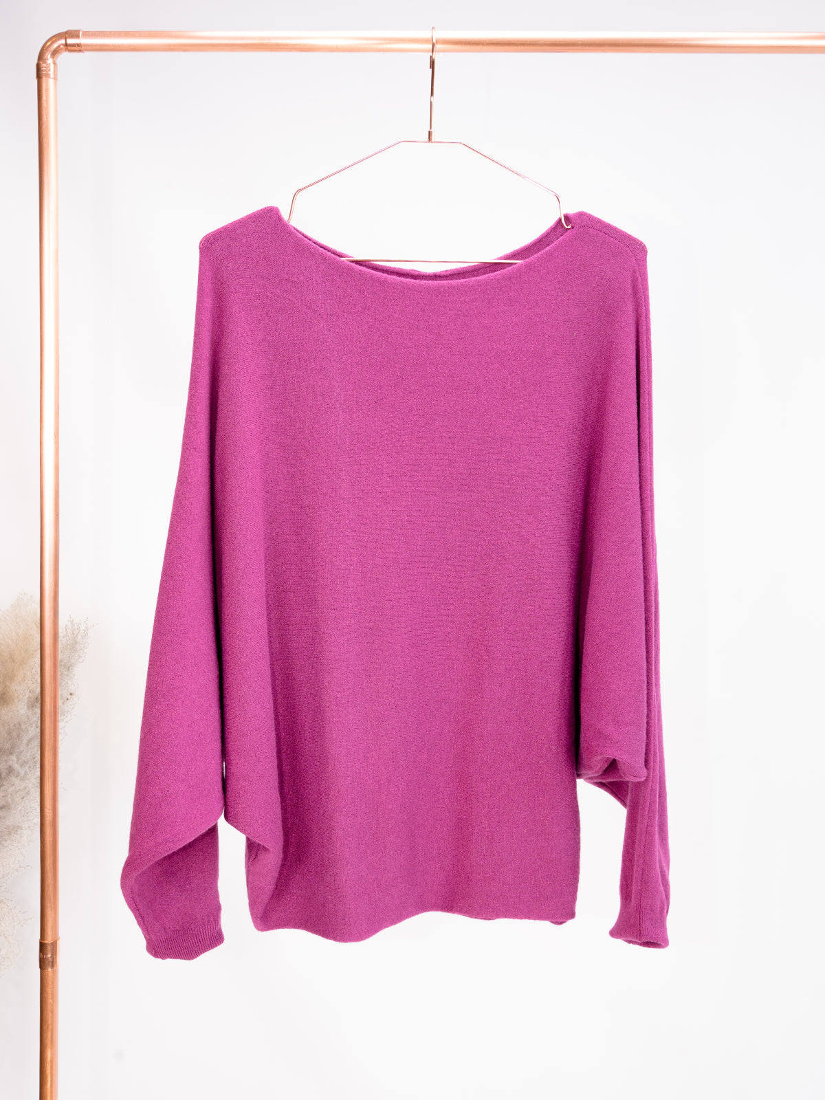 Rundhals Pullover mit Fledermausärmeln - mehrere Farben uni - Tammy