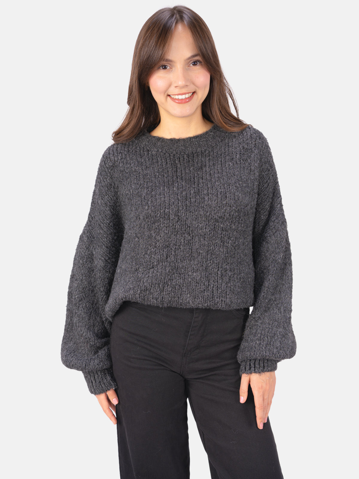 Strick Pullover aus Woll-Mix - Adelina in Schwarz #Farbe_Anthrazit