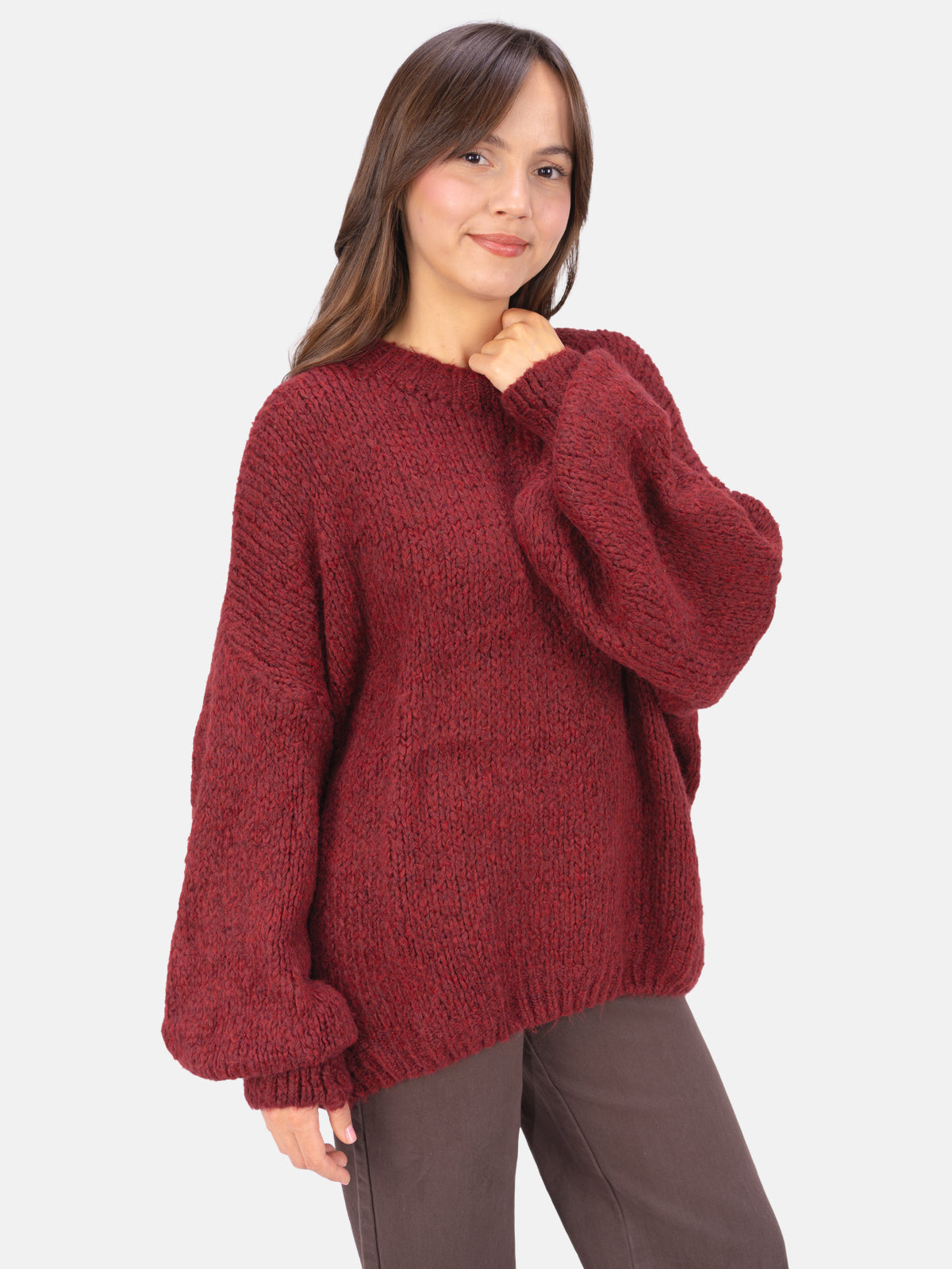 Strick Pullover aus Woll-Mix - Adelina in Schwarz #Farbe_Bordeaux