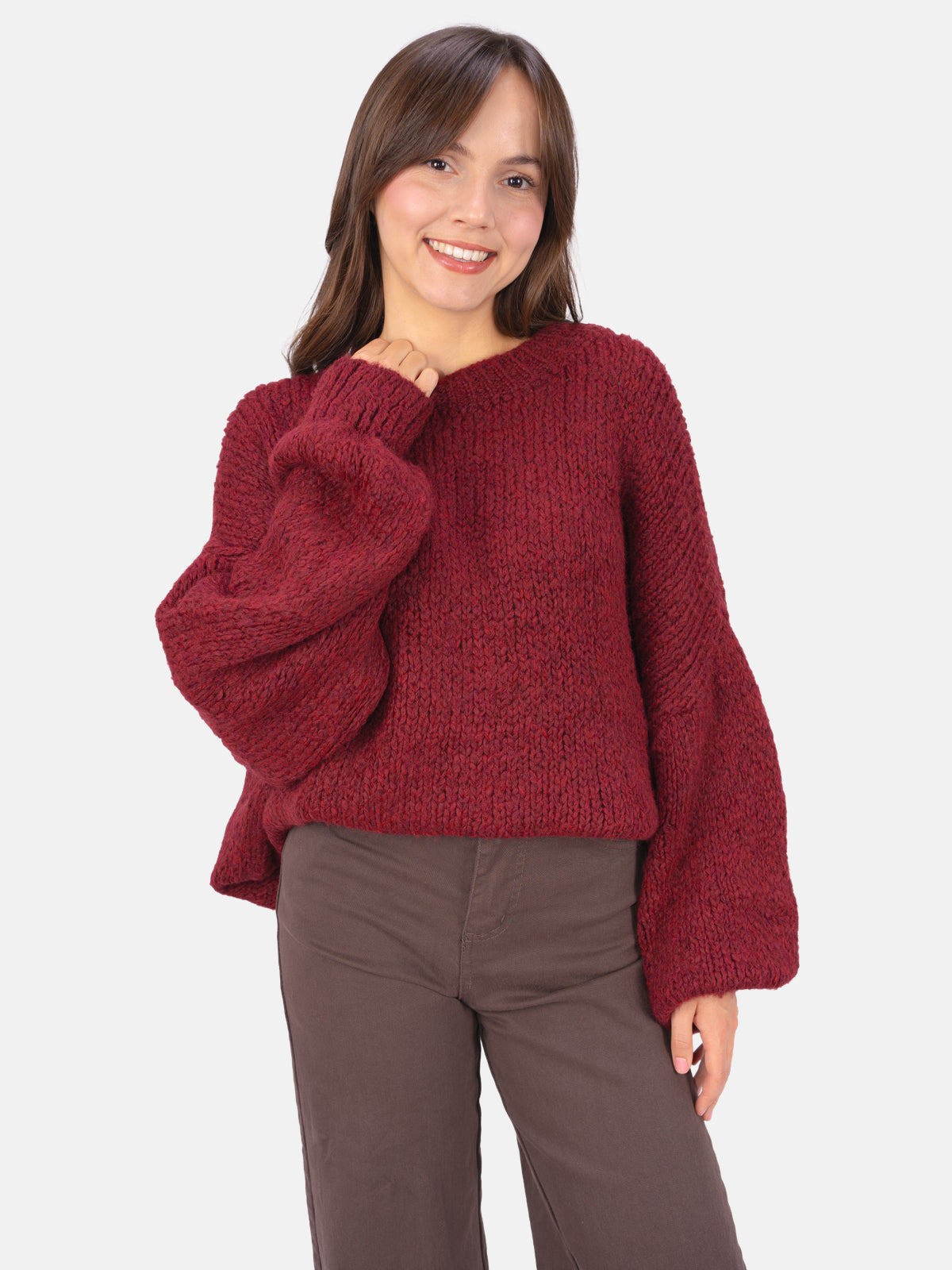 Strick Pullover aus Woll-Mix - Adelina in Schwarz #Farbe_Bordeaux