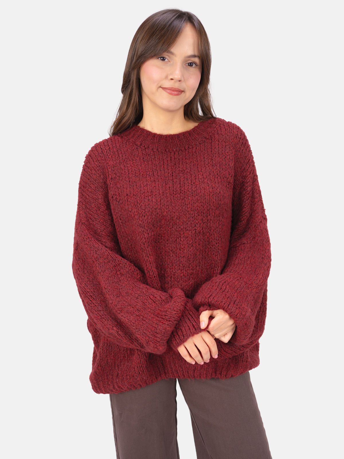 Strick Pullover aus Woll-Mix - Adelina in Schwarz #Farbe_Bordeaux