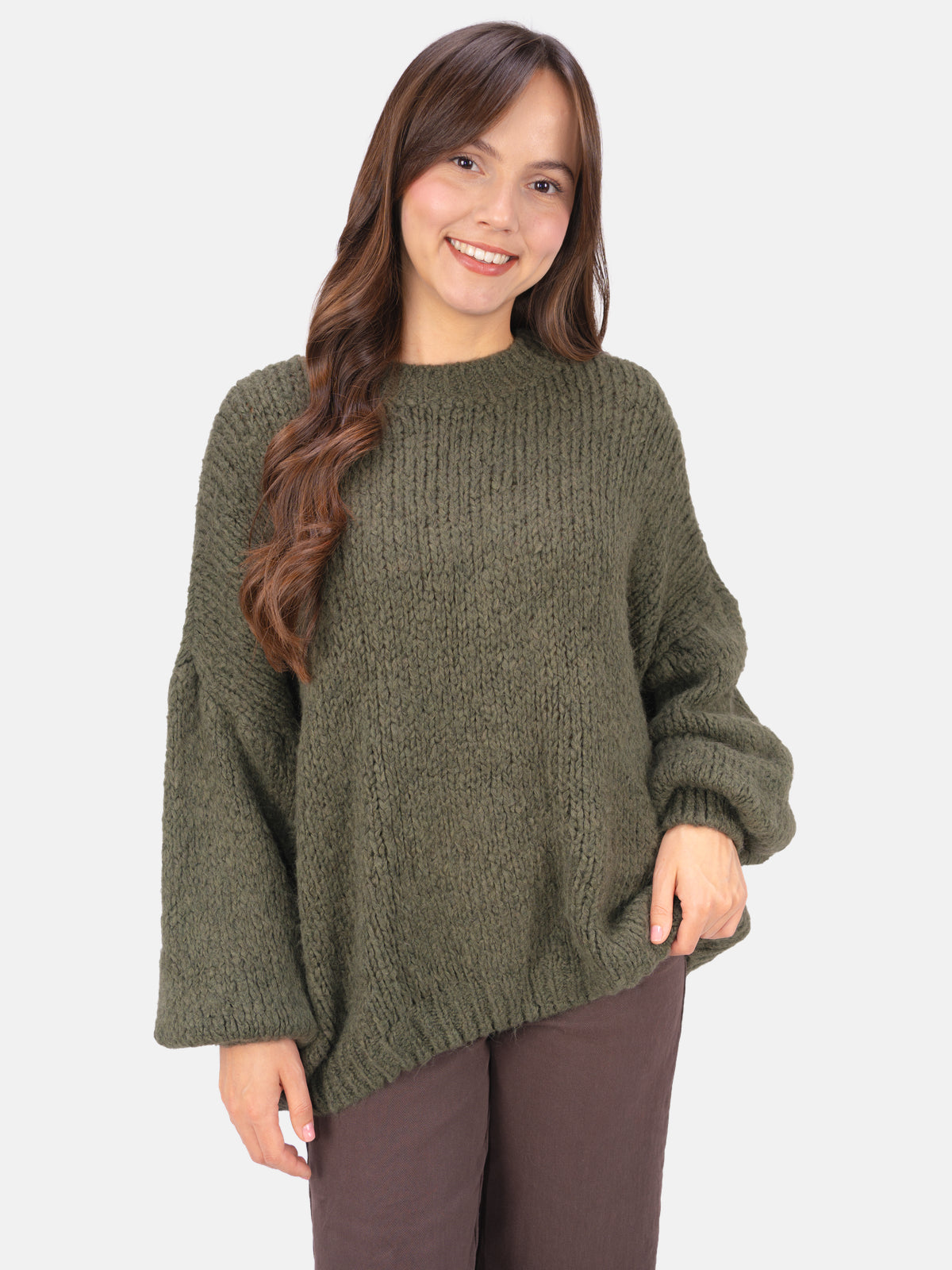Strick Pullover aus Woll-Mix - Adelina in Schwarz #Farbe_Dark Khaki