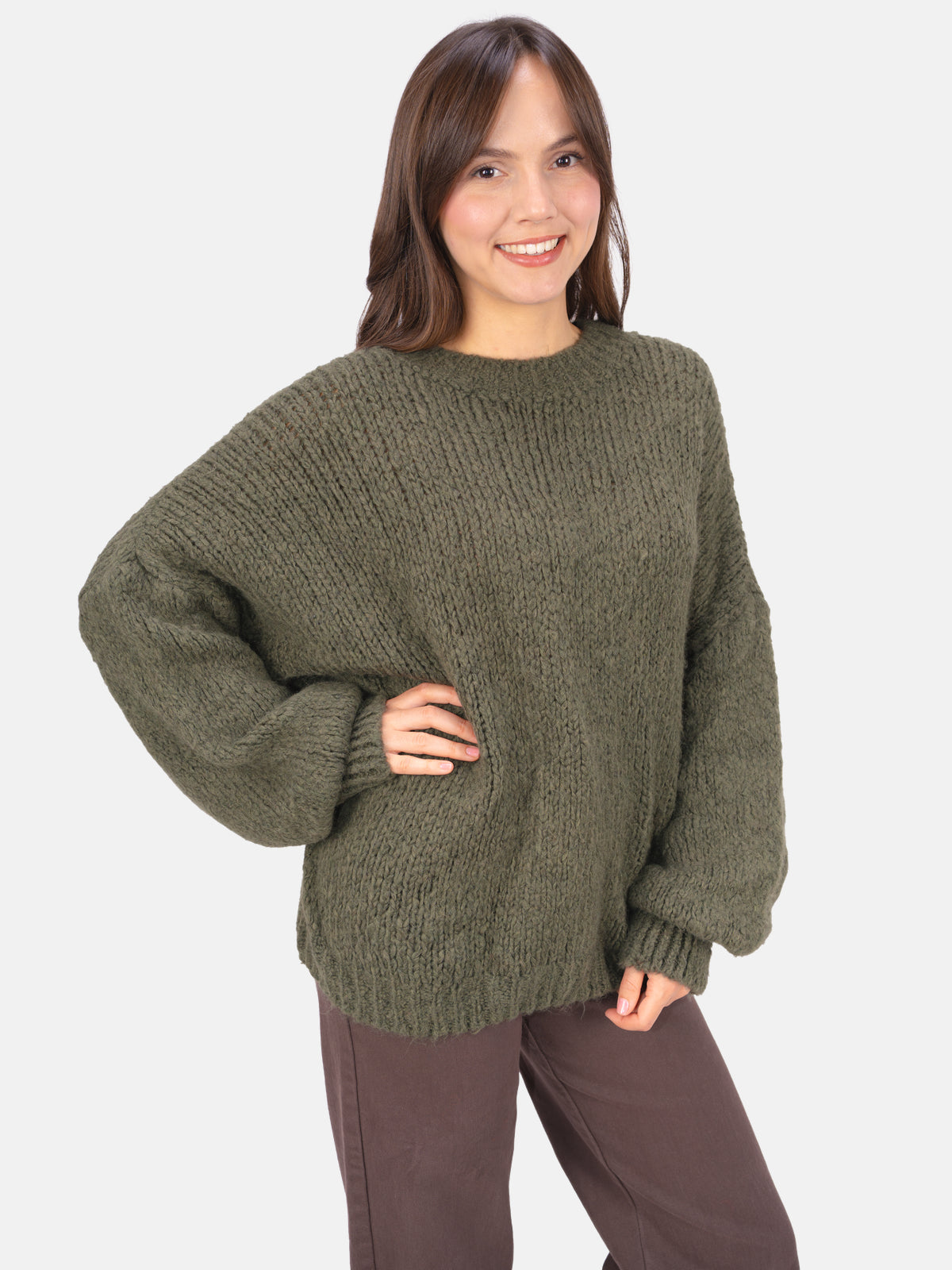 Strick Pullover aus Woll-Mix - Adelina in Schwarz #Farbe_Dark Khaki