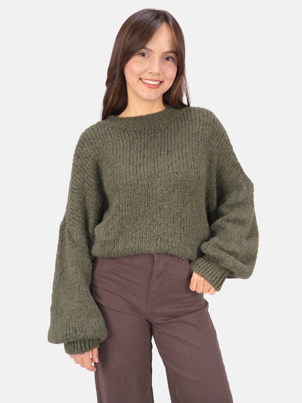 Strick Pullover aus Woll-Mix - Adelina in Schwarz #Farbe_Dark Khaki