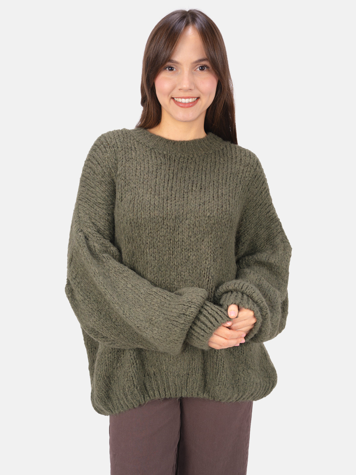 Strick Pullover aus Woll-Mix - Adelina in Schwarz #Farbe_Dark Khaki