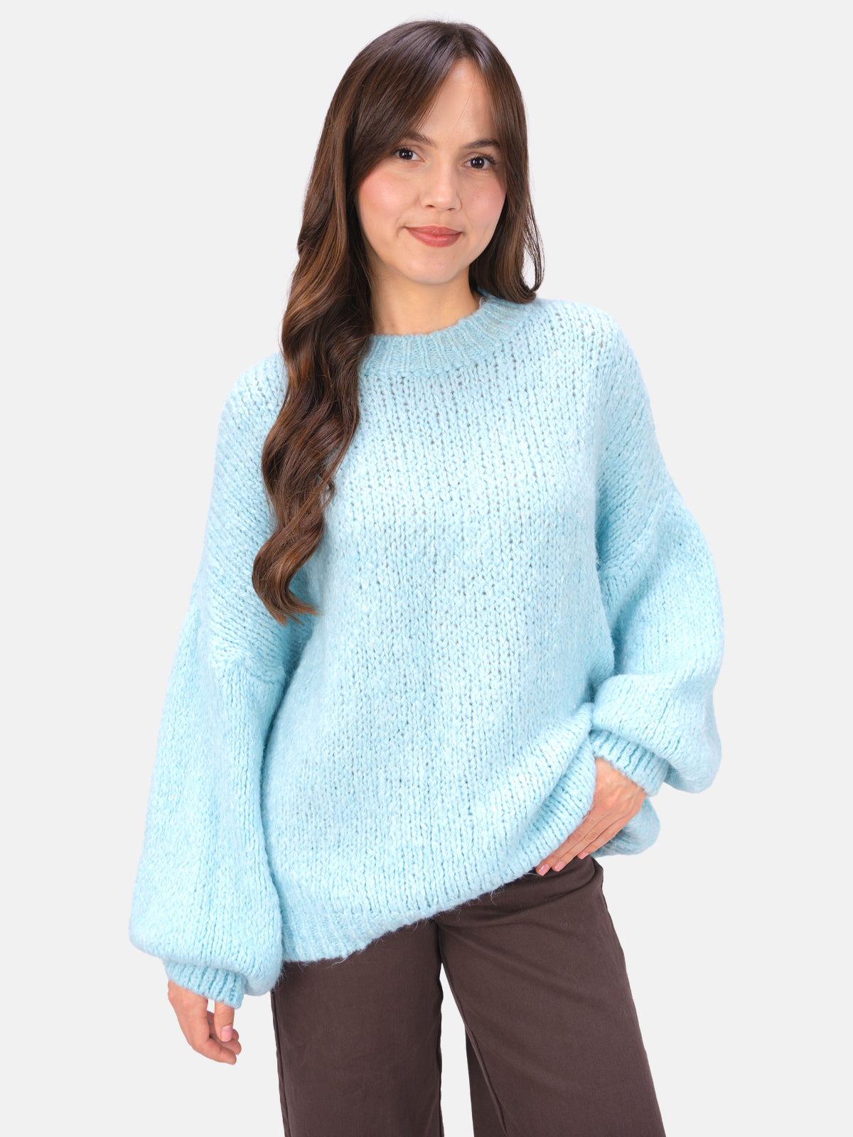 Strick Pullover aus Woll-Mix - Adelina in Schwarz #Farbe_Türkis