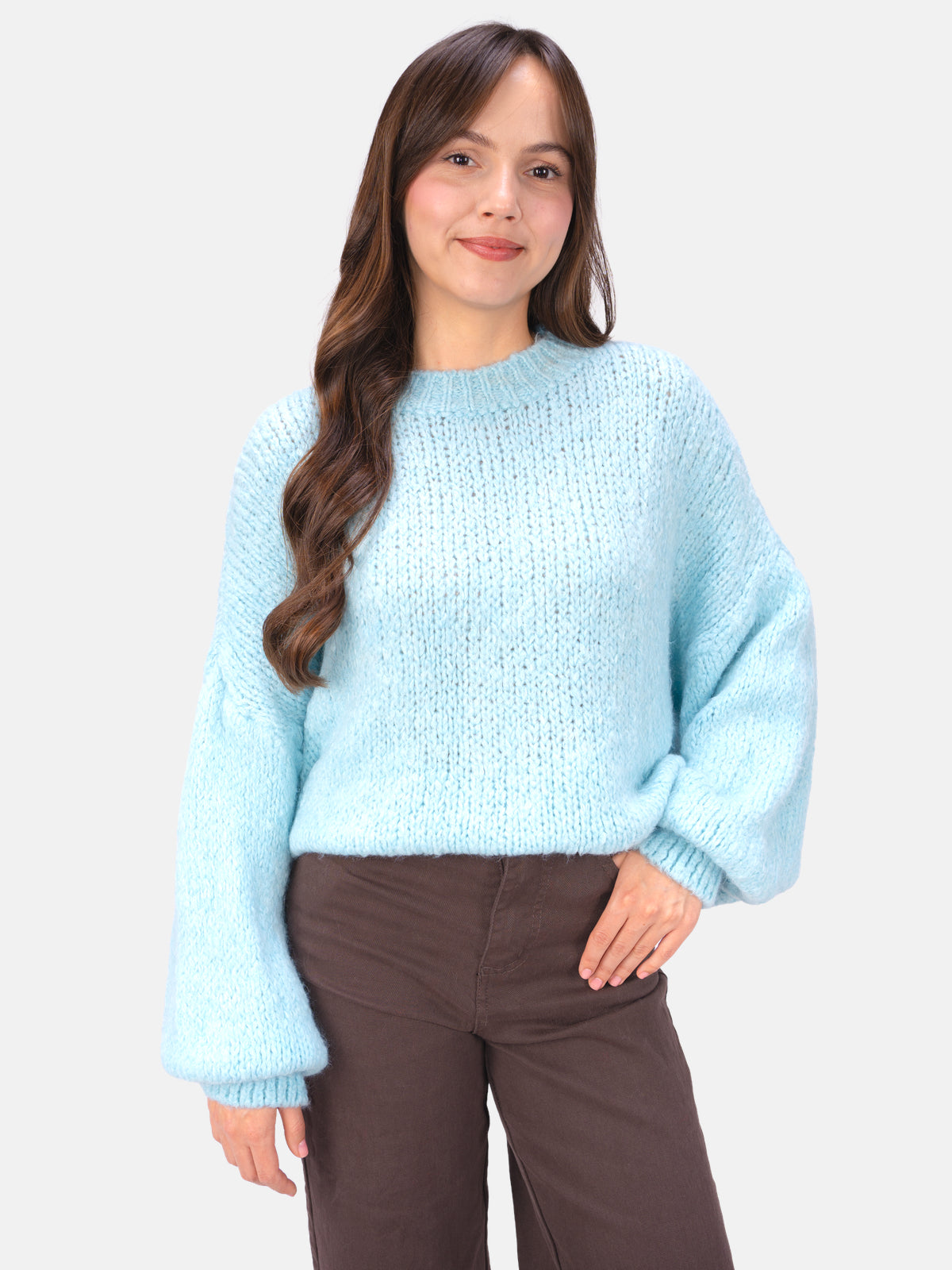 Strick Pullover aus Woll-Mix - Adelina in Schwarz #Farbe_Türkis