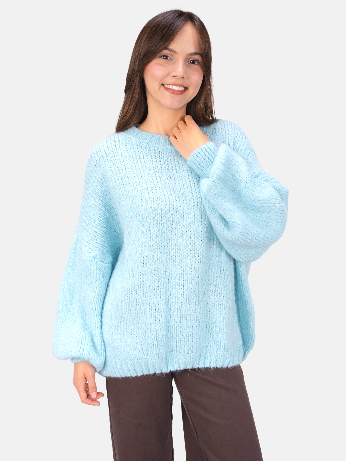 Strick Pullover aus Woll-Mix - Adelina in Schwarz #Farbe_Türkis