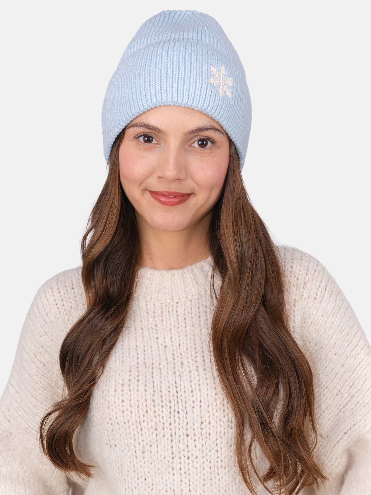 Beanie Mütze mit Schneeflocke #Farbe_Hellblau