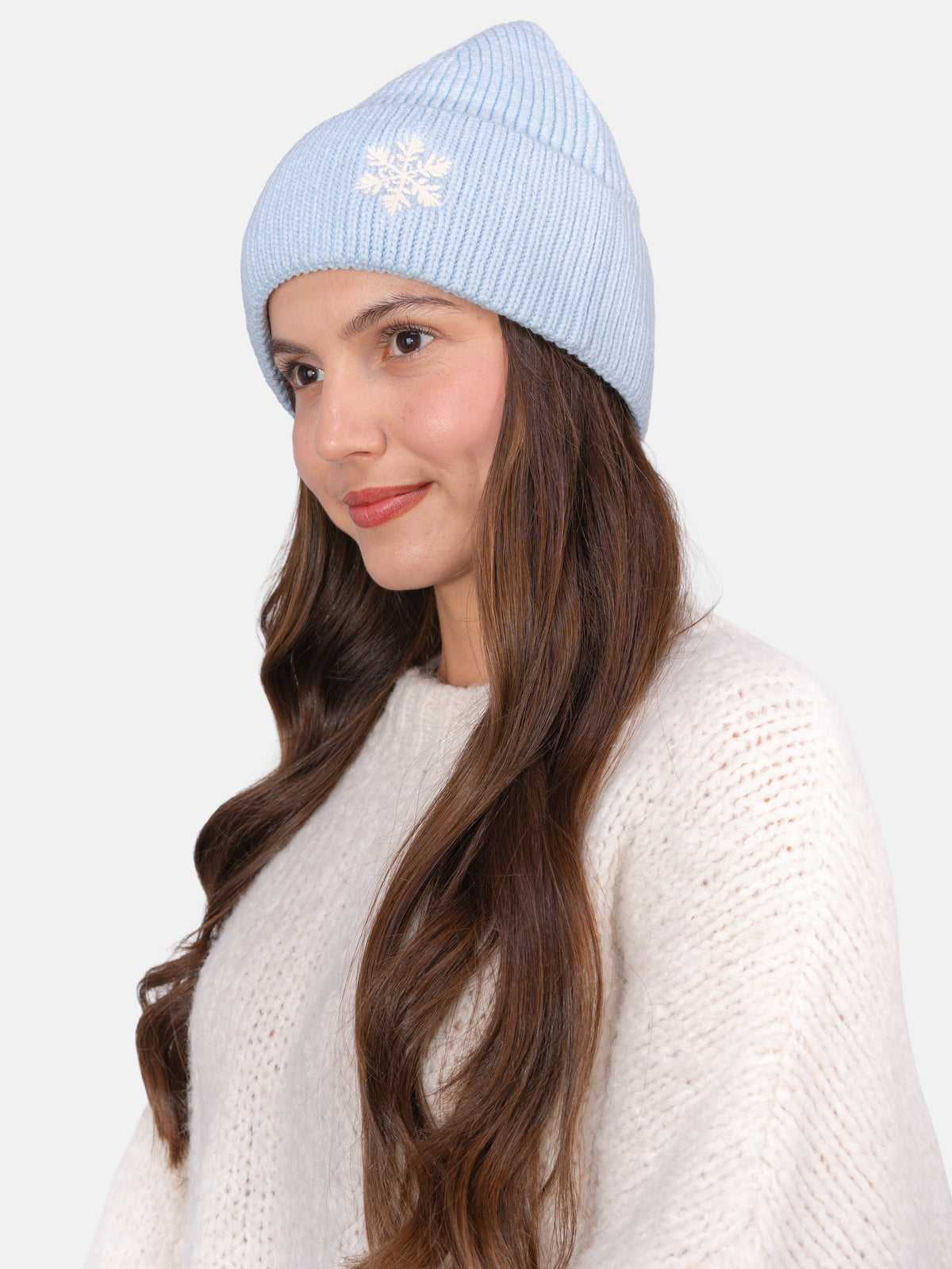 Beanie Mütze mit Schneeflocke #Farbe_Hellblau