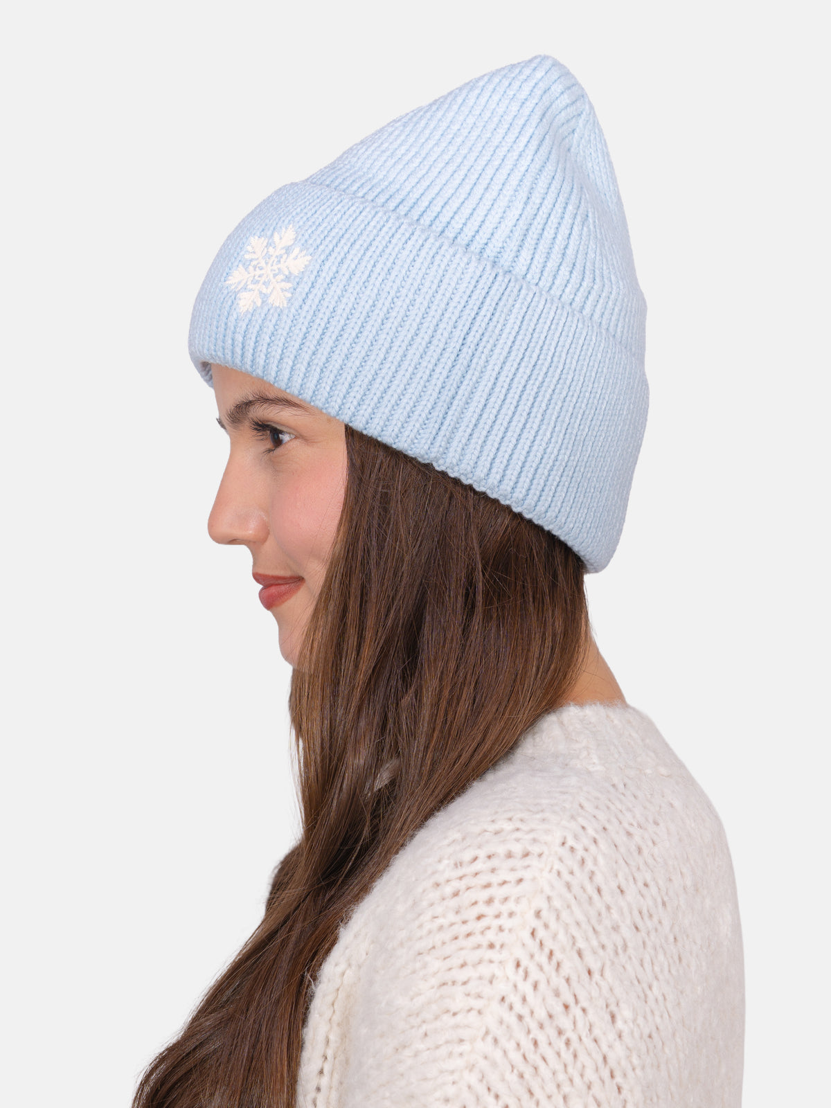 Beanie Mütze mit Schneeflocke #Farbe_Hellblau