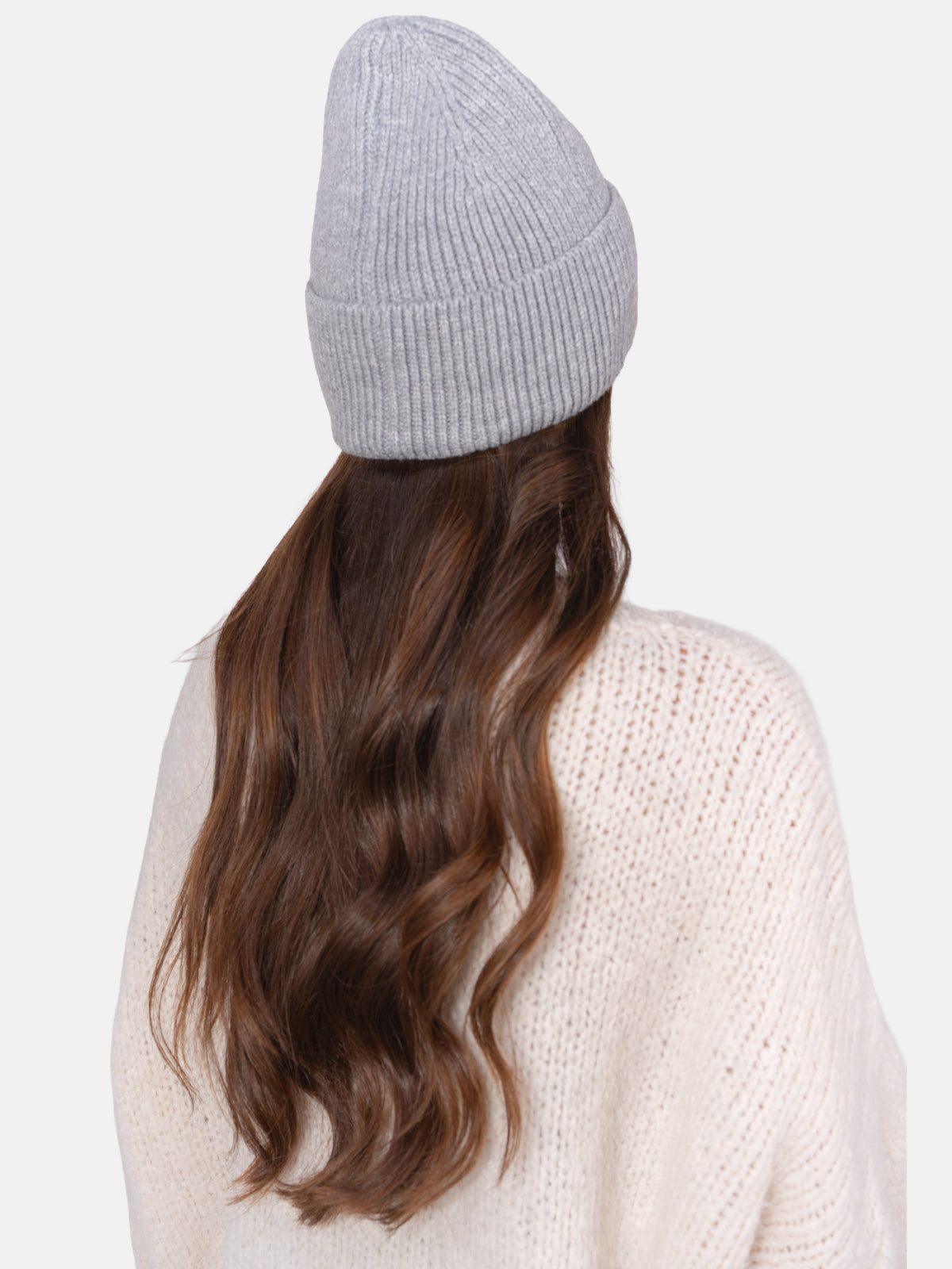 Beanie Mütze mit Schneeflocke #Farbe_Hellgrau
