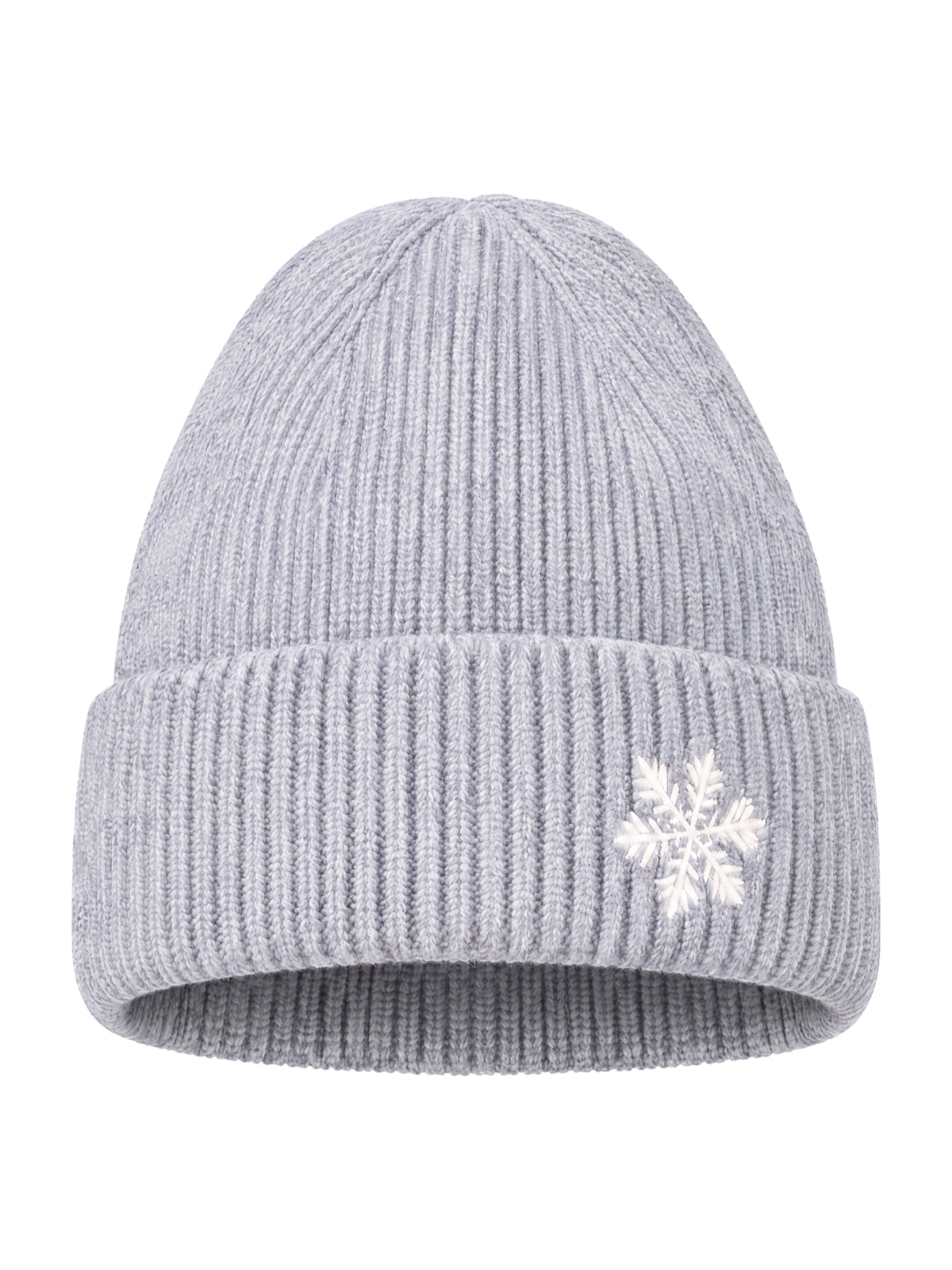 Beanie Mütze mit Schneeflocke #Farbe_Hellgrau