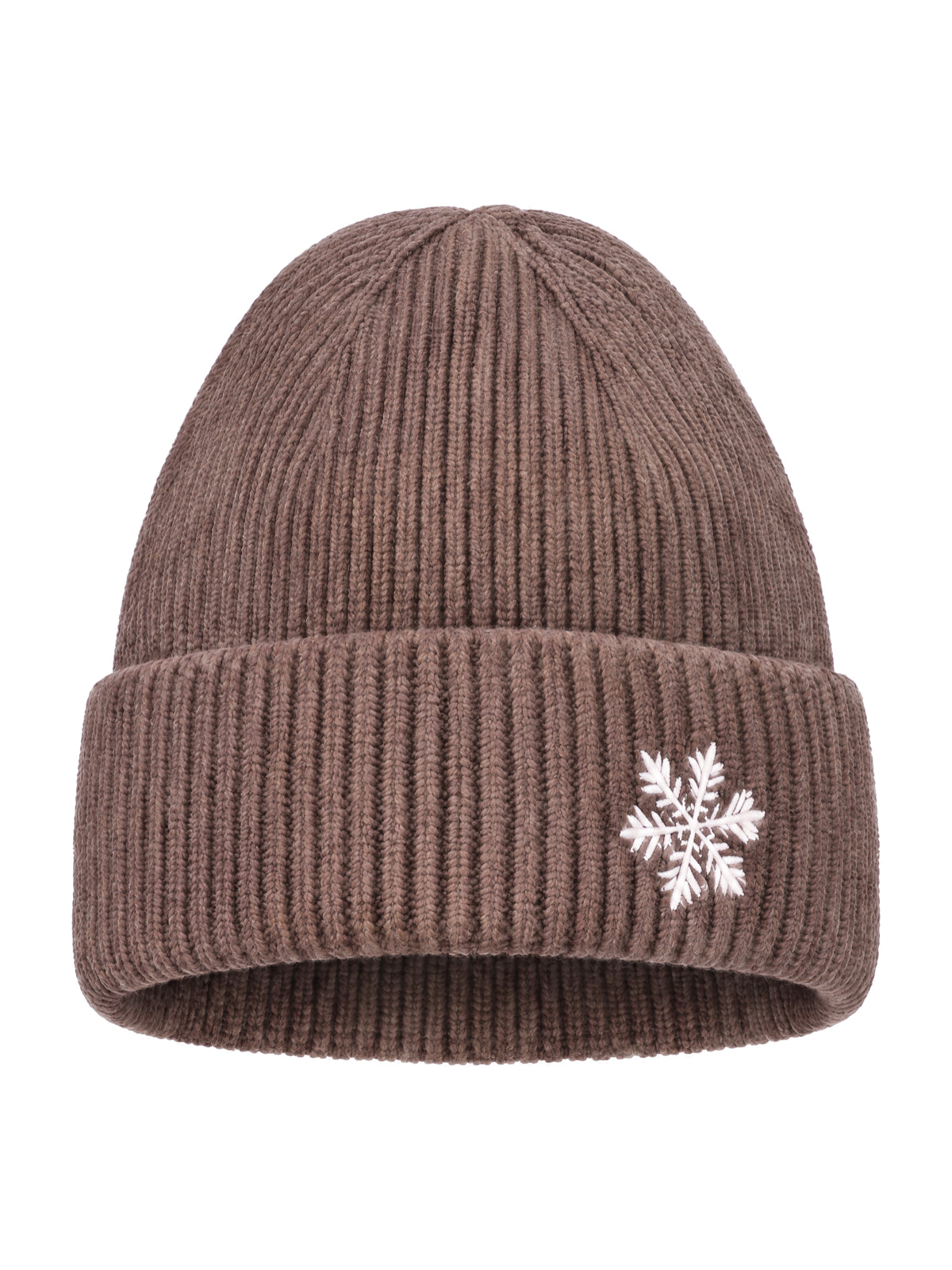 Beanie Mütze mit Schneeflocke #Farbe_Mokka