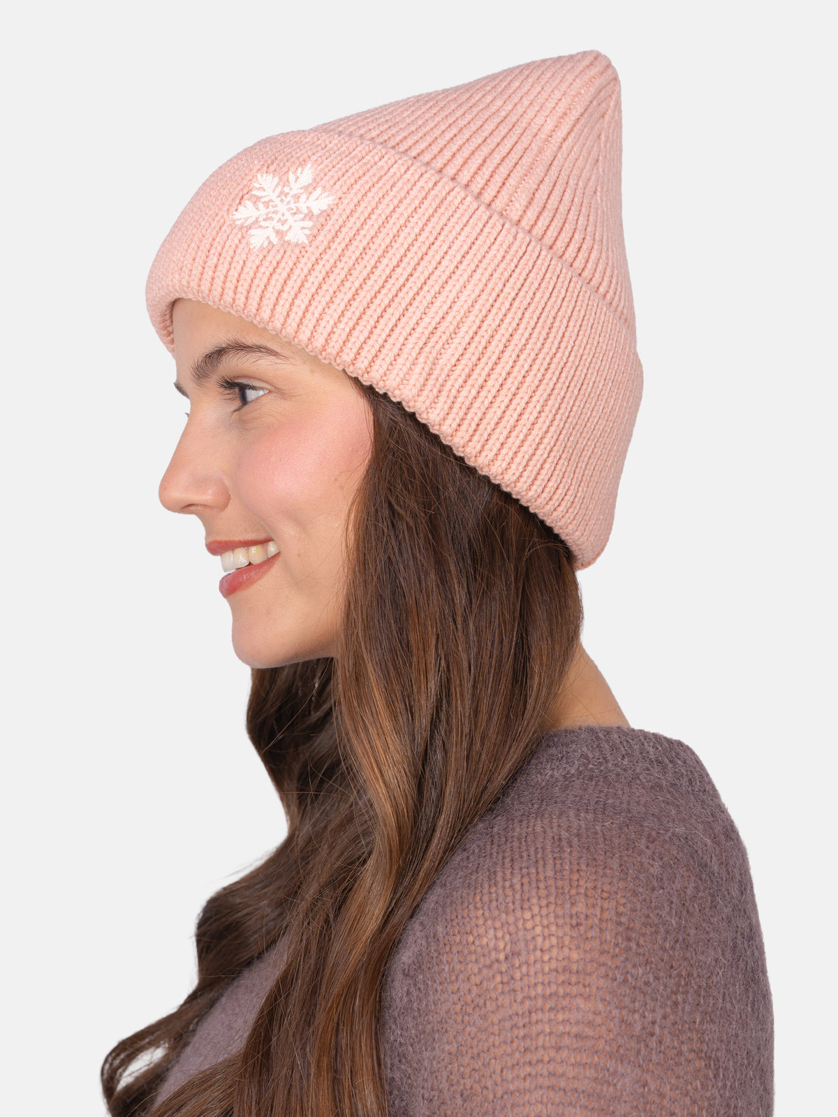 Beanie Mütze mit Schneeflocke #Farbe_Rosa