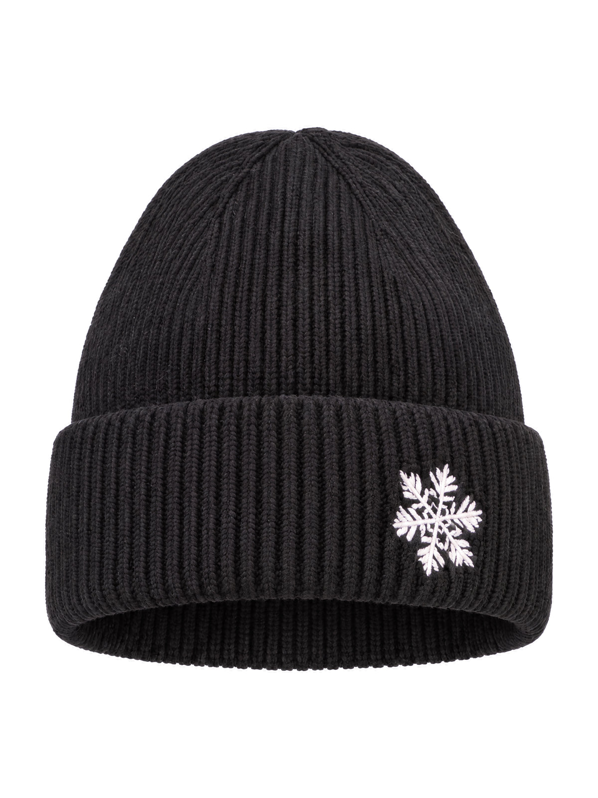 Beanie Mütze mit Schneeflocke #Farbe_Schwarz