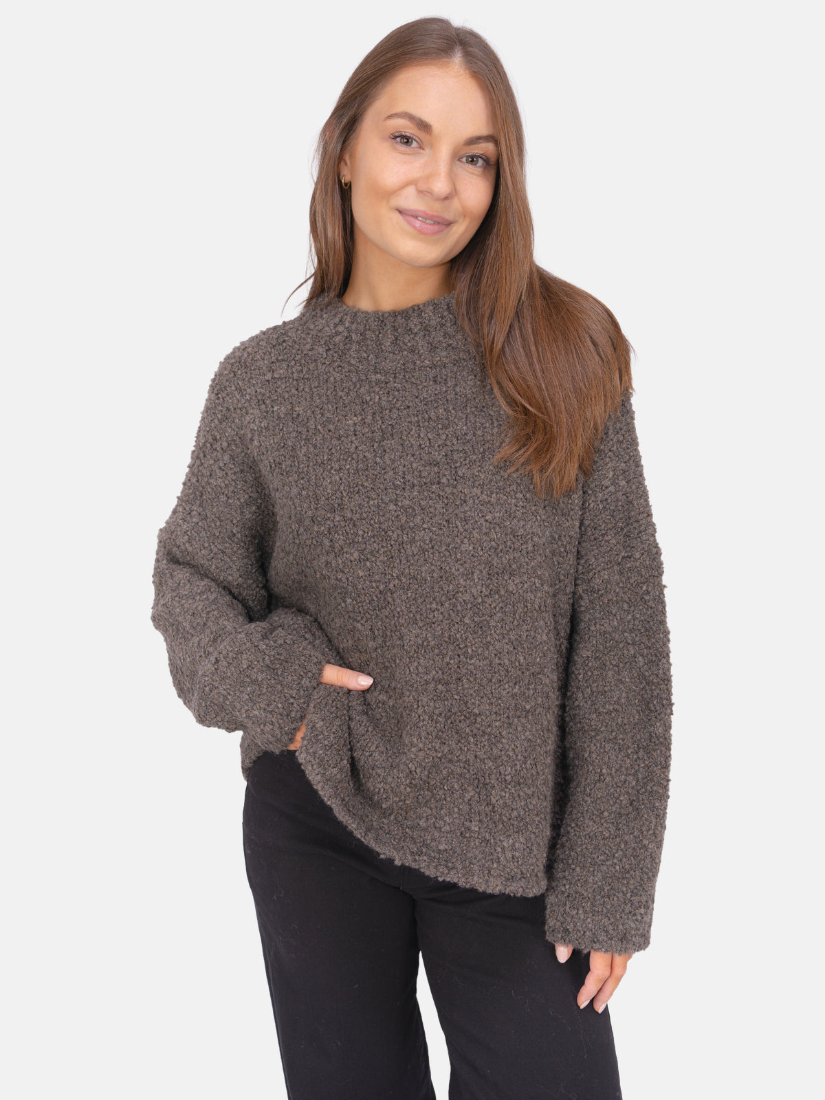 Strick Pullover aus Woll-Mix - Brooklyn in Dark Taupe #Farbe_Dark Taupe