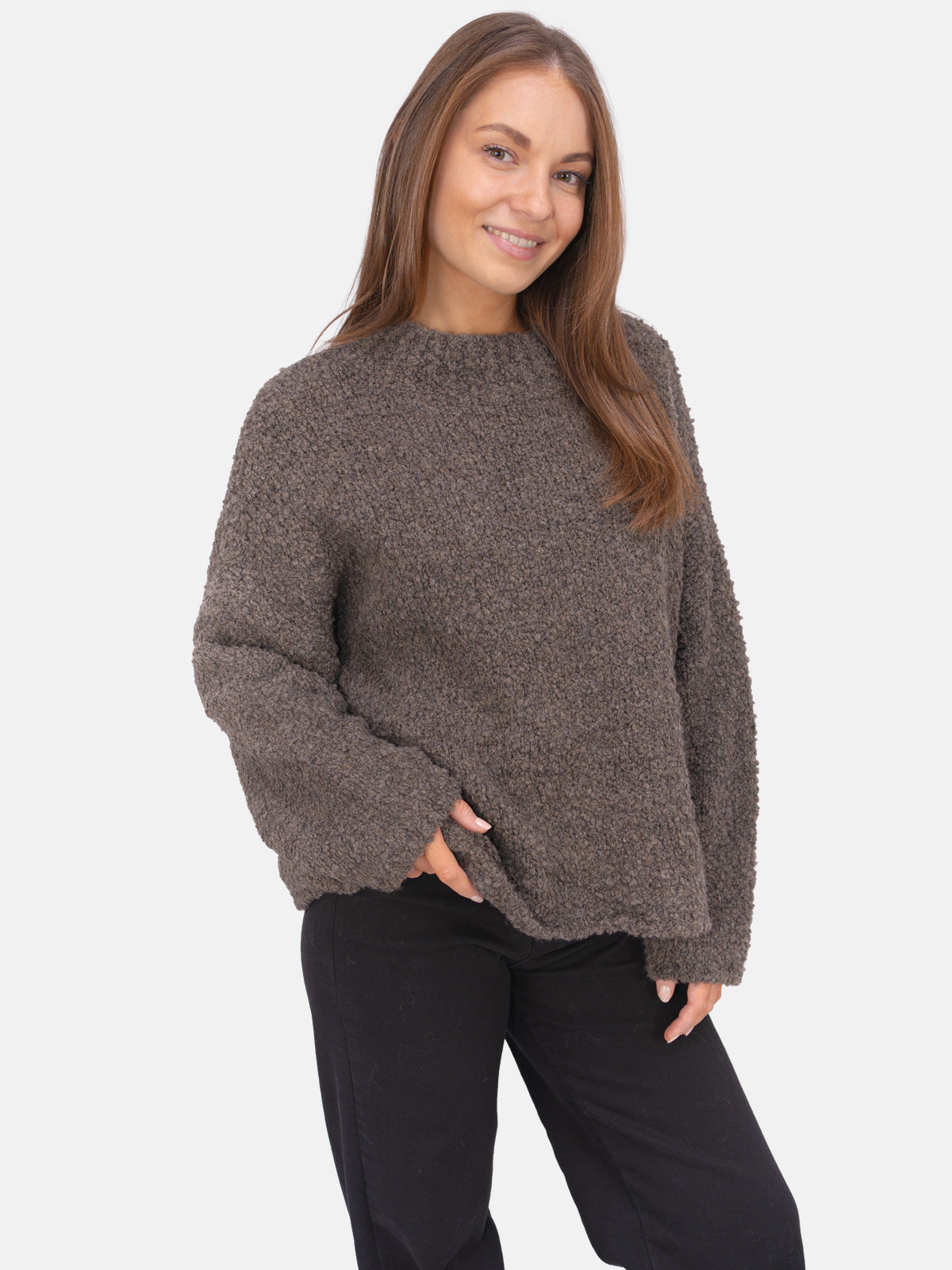 Strick Pullover aus Woll-Mix - Brooklyn in Dark Taupe #Farbe_Dark Taupe