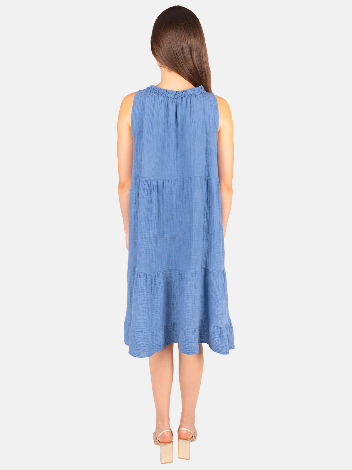 Musselin Kleid mit Tasseln - Buki in Jeansblau #Farbe_Jeansblau