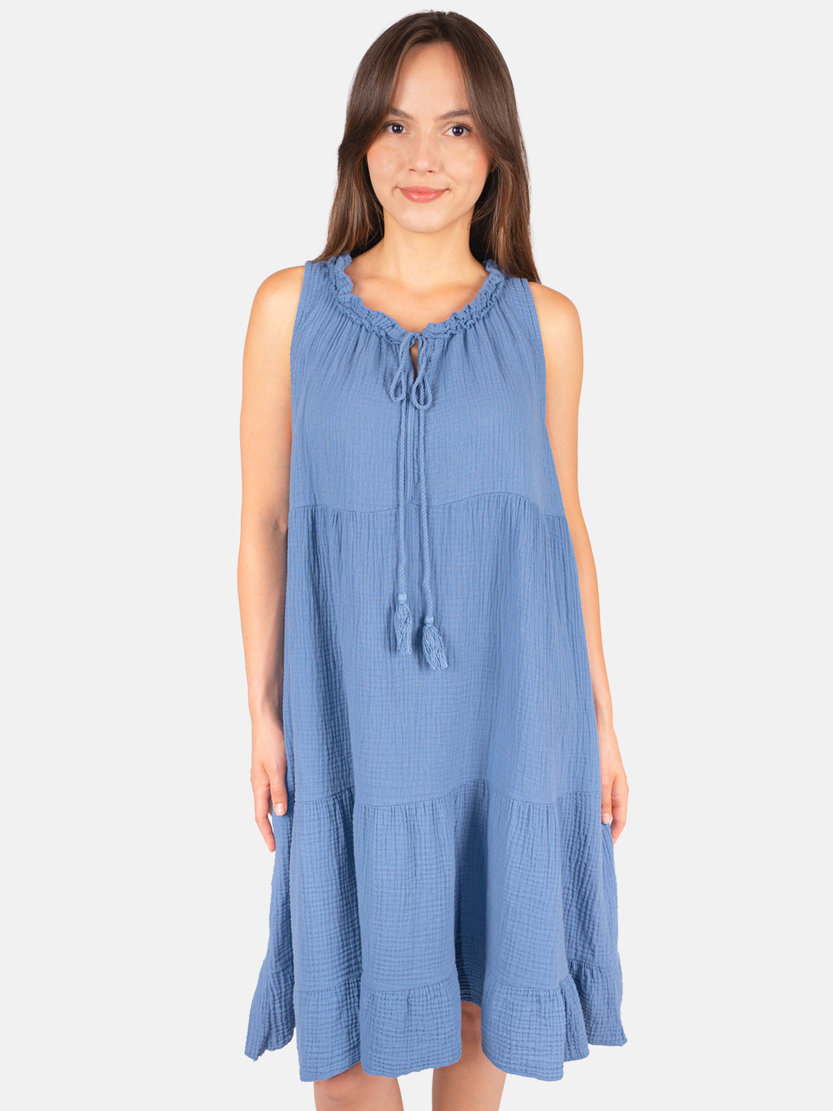Musselin Kleid mit Tasseln - Buki