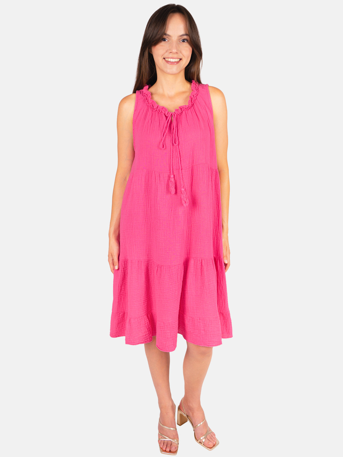Musselin Kleid mit Tasseln - Buki in Pink #Farbe_Pink