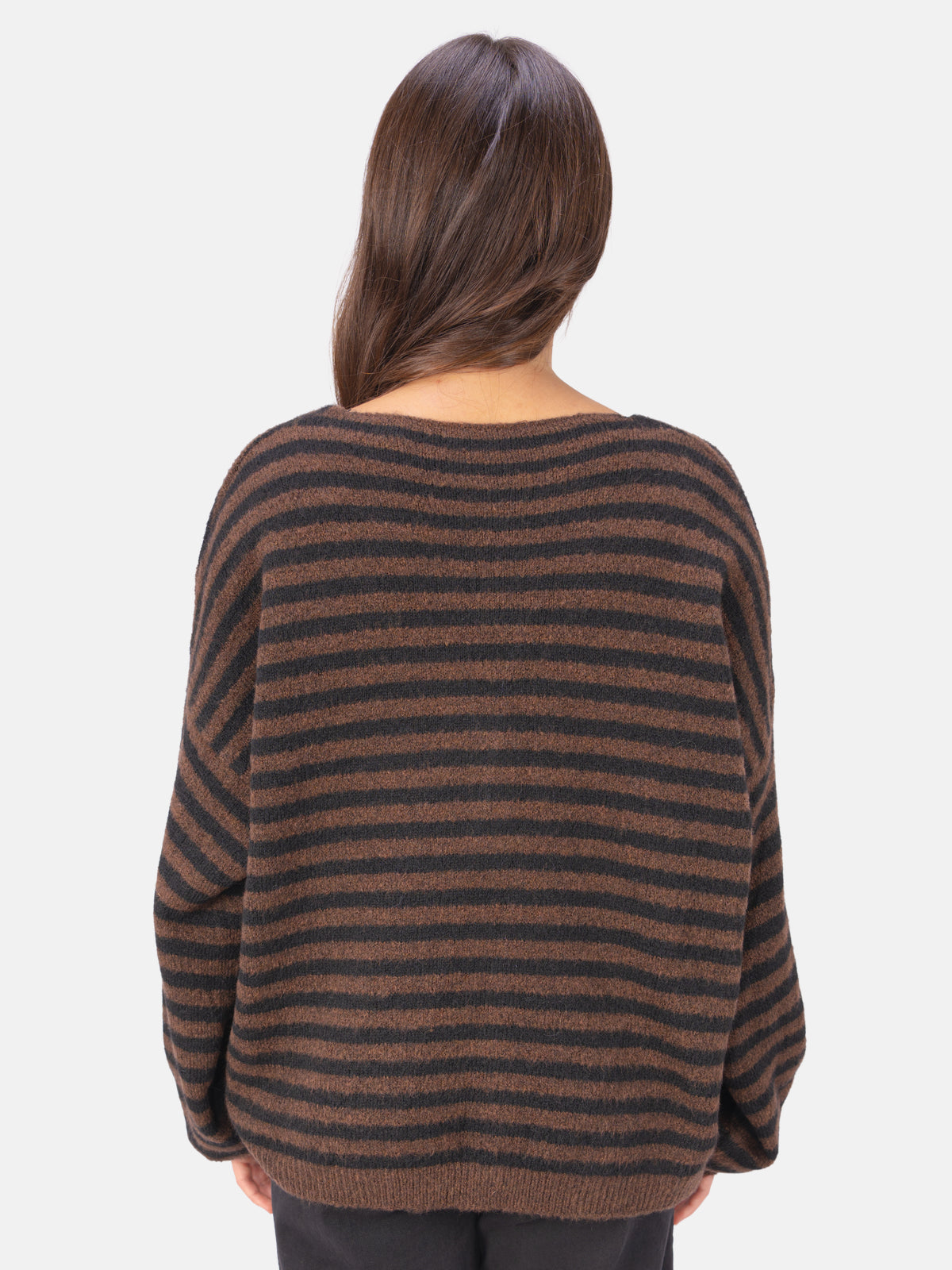 Cardigan gestreift - Candy in Rosa Weiß #Farbe_Mokka Schwarz