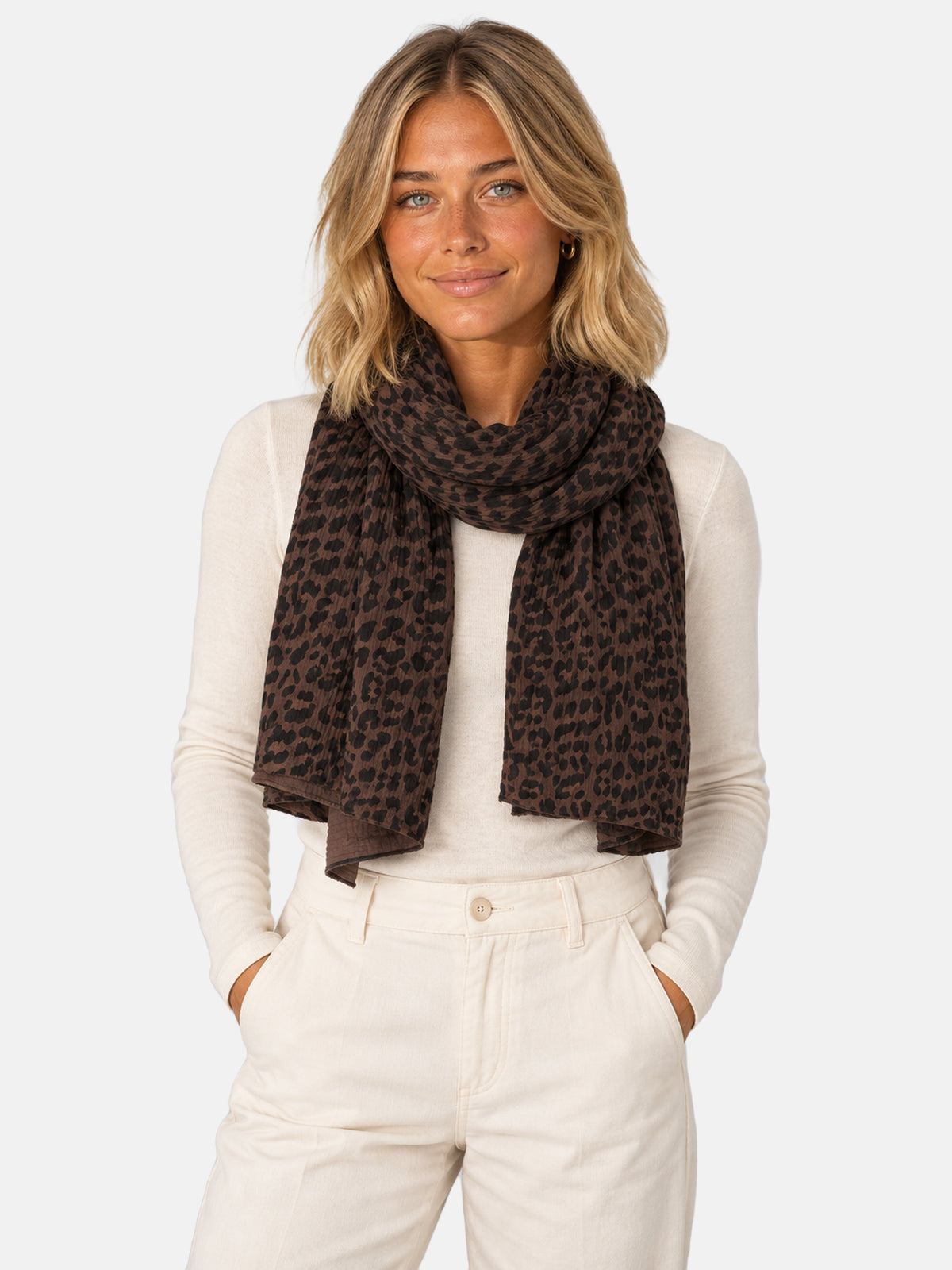 Musselin Schal Rechteck Leo #Farbe_Mokka Leo