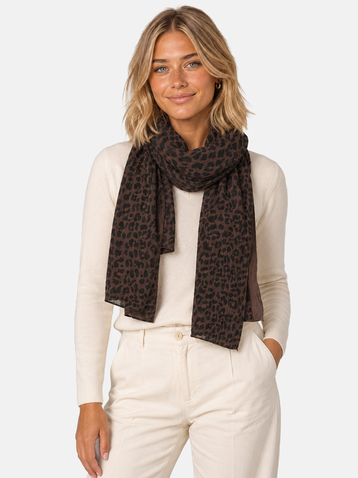 Musselin Schal Rechteck Leo #Farbe_Mokka Leo