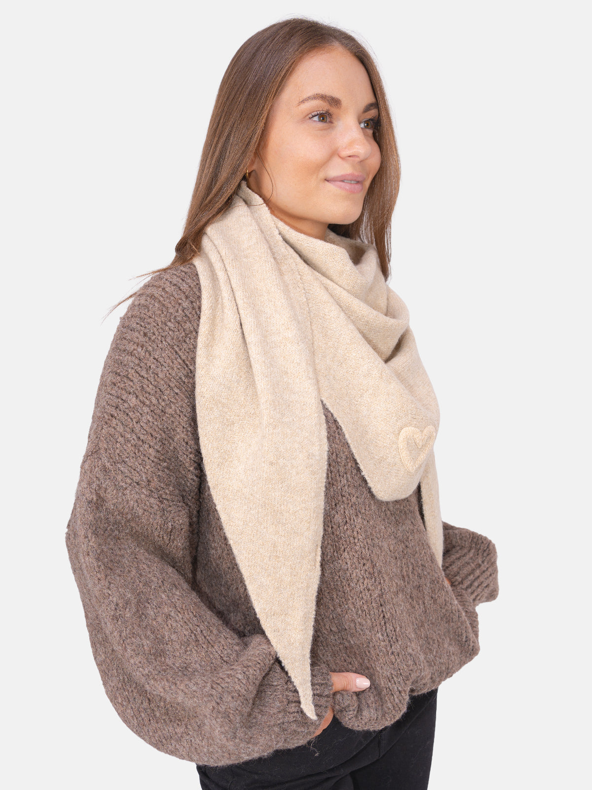 Dreieck Schal mit Herz Memphis #Farbe_Beige