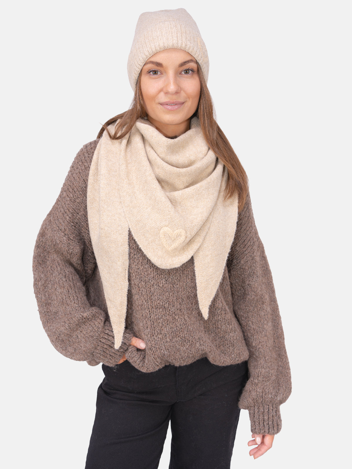 Dreieck Schal mit Herz Memphis #Farbe_Beige