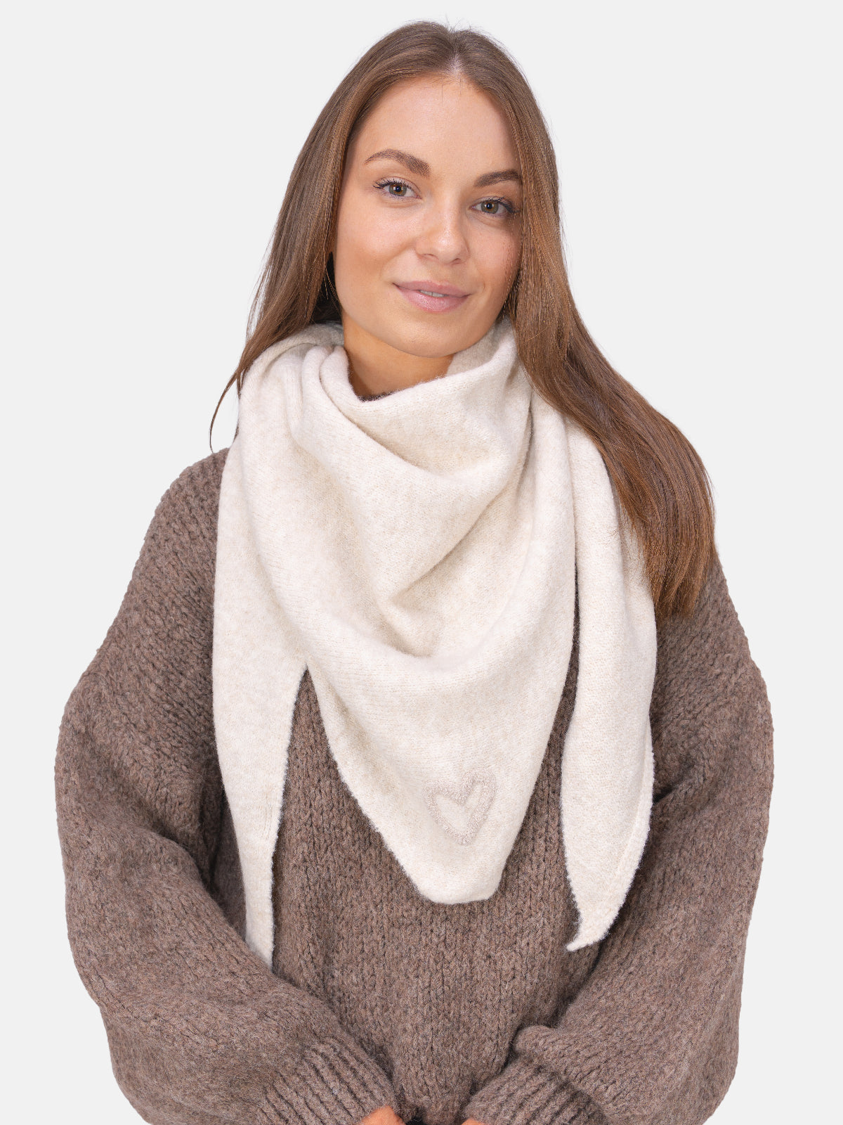 Dreieck Schal mit Herz Memphis #Farbe_Creme