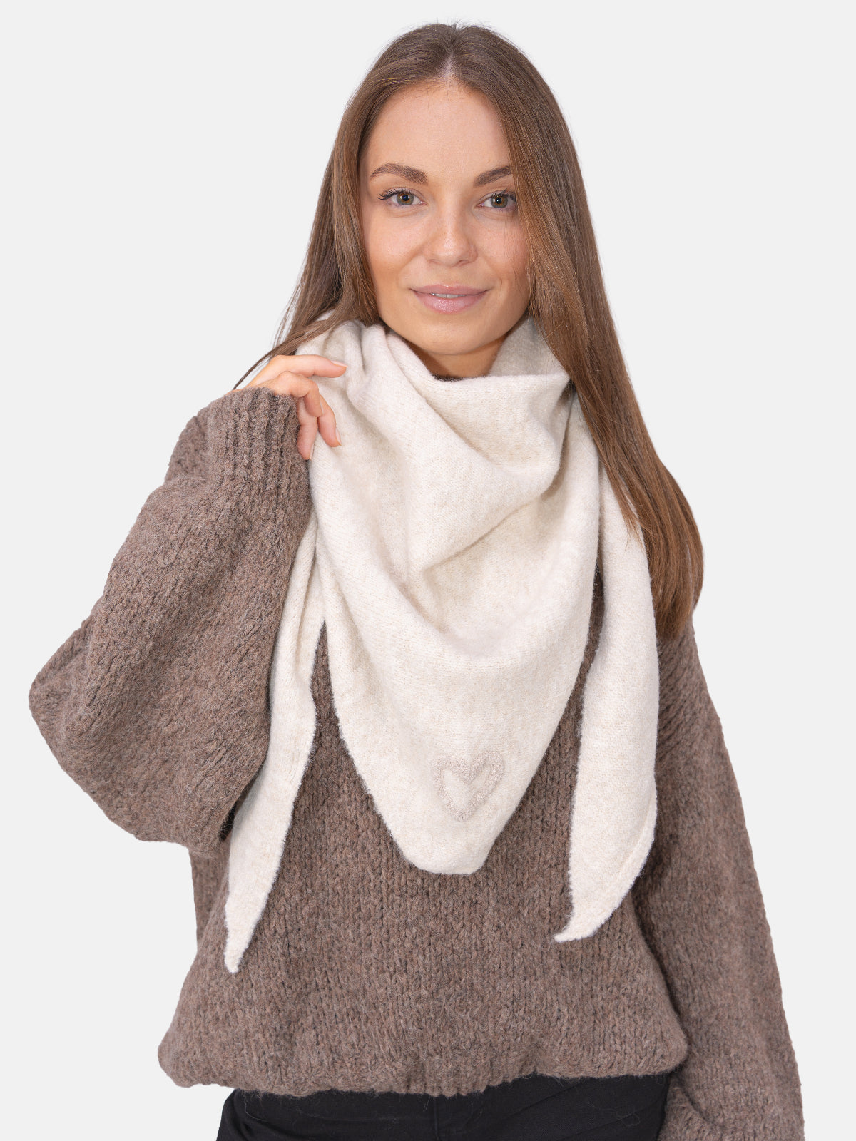 Dreieck Schal mit Herz Memphis #Farbe_Creme