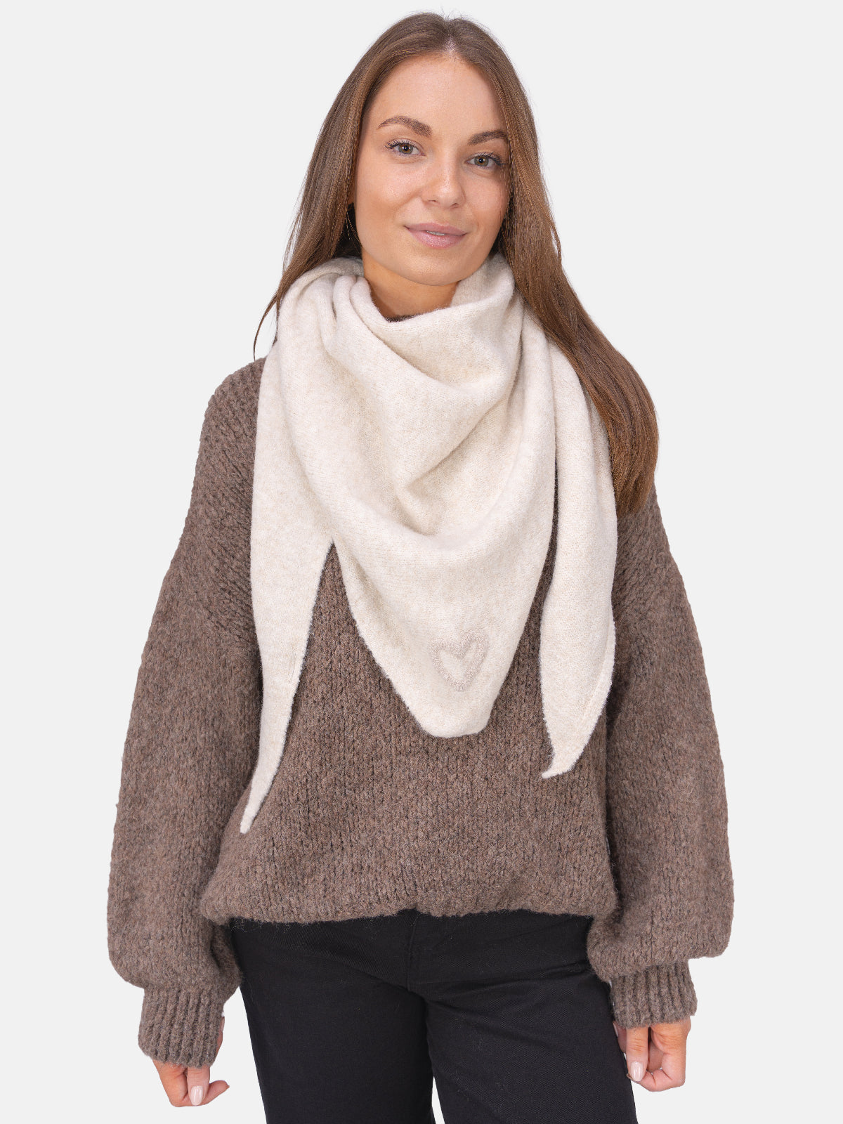 Dreieck Schal mit Herz Memphis #Farbe_Creme