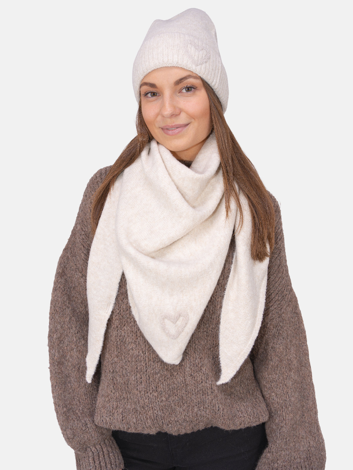 Dreieck Schal mit Herz Memphis #Farbe_Creme