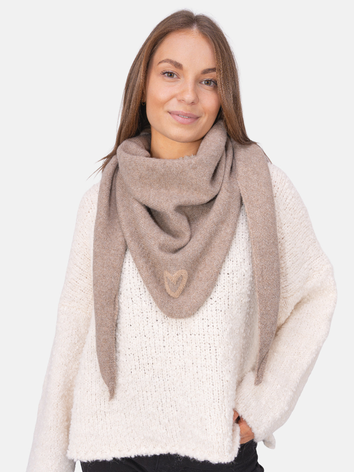 Dreieck Schal mit Herz Memphis #Farbe_Taupe