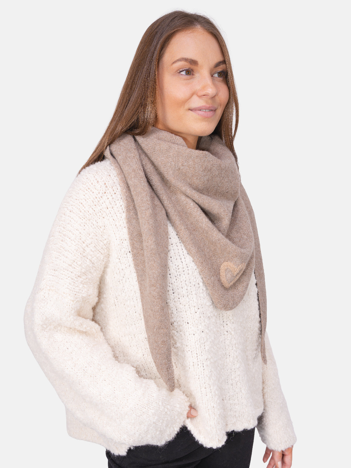Dreieck Schal mit Herz Memphis #Farbe_Taupe