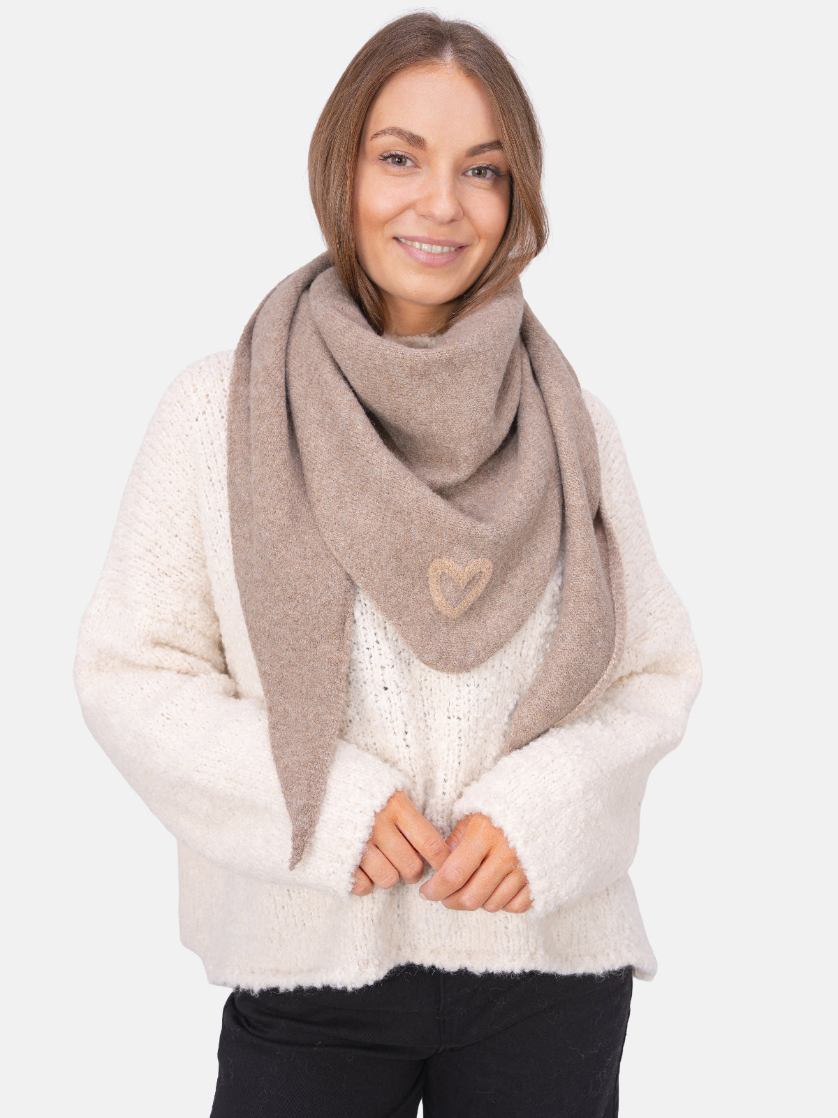 Dreieck Schal mit Herz Memphis #Farbe_Taupe