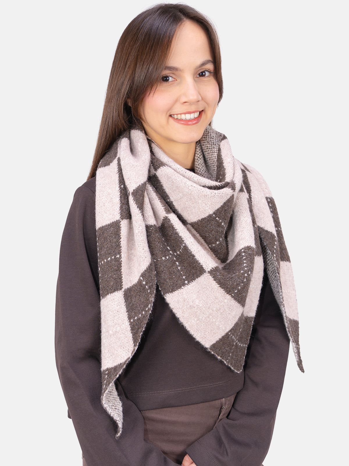 Schal Argyle Muster Winter Montana #Farbe_Coffee Sand