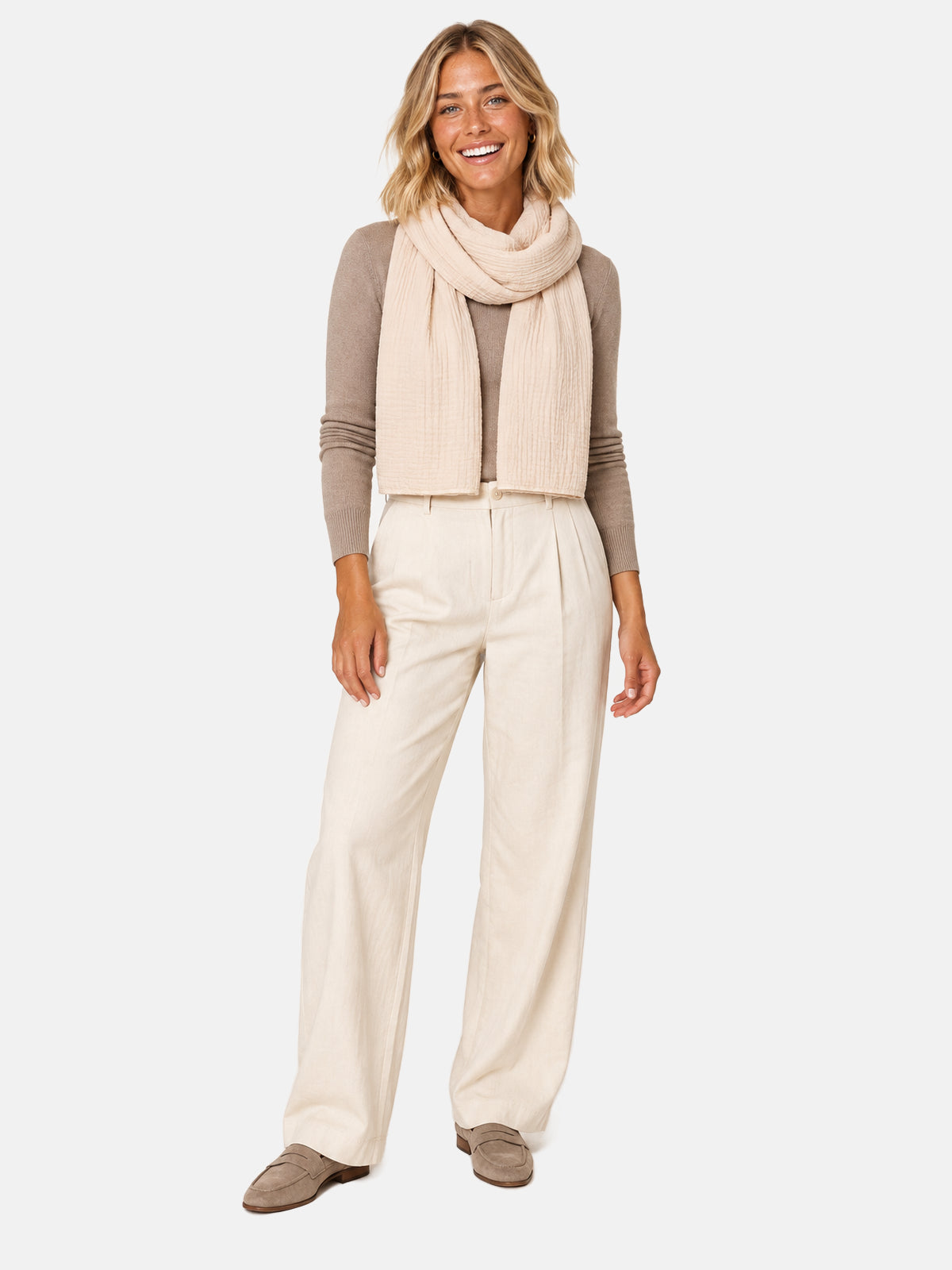 Musselin Schal Rechteck Uni #Farbe_Creme