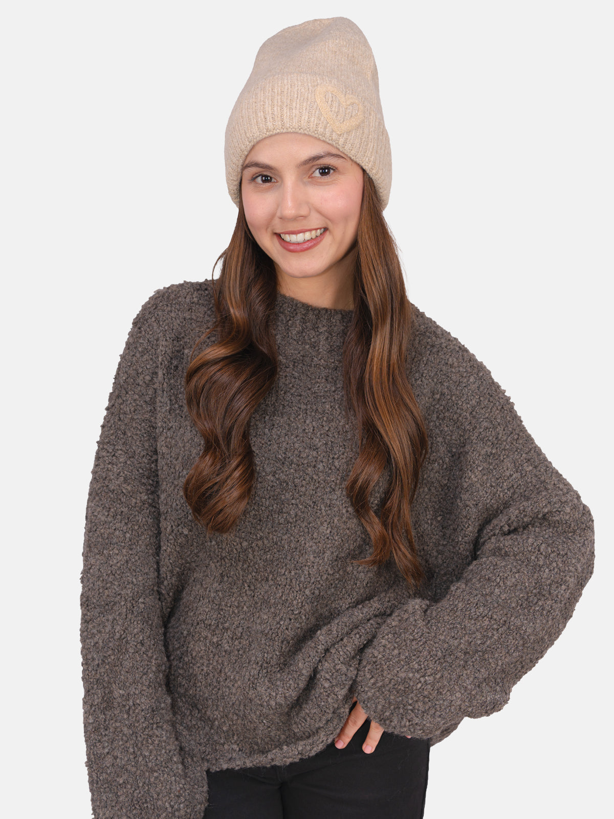 Beanie Mütze mit Herz Siena #Farbe_Beige