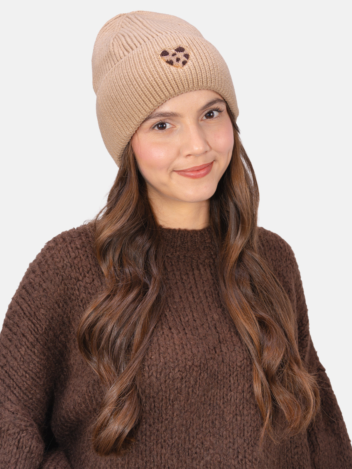 Damen Mütze mit Herz - Zoe in Espresso #Farbe_Beige