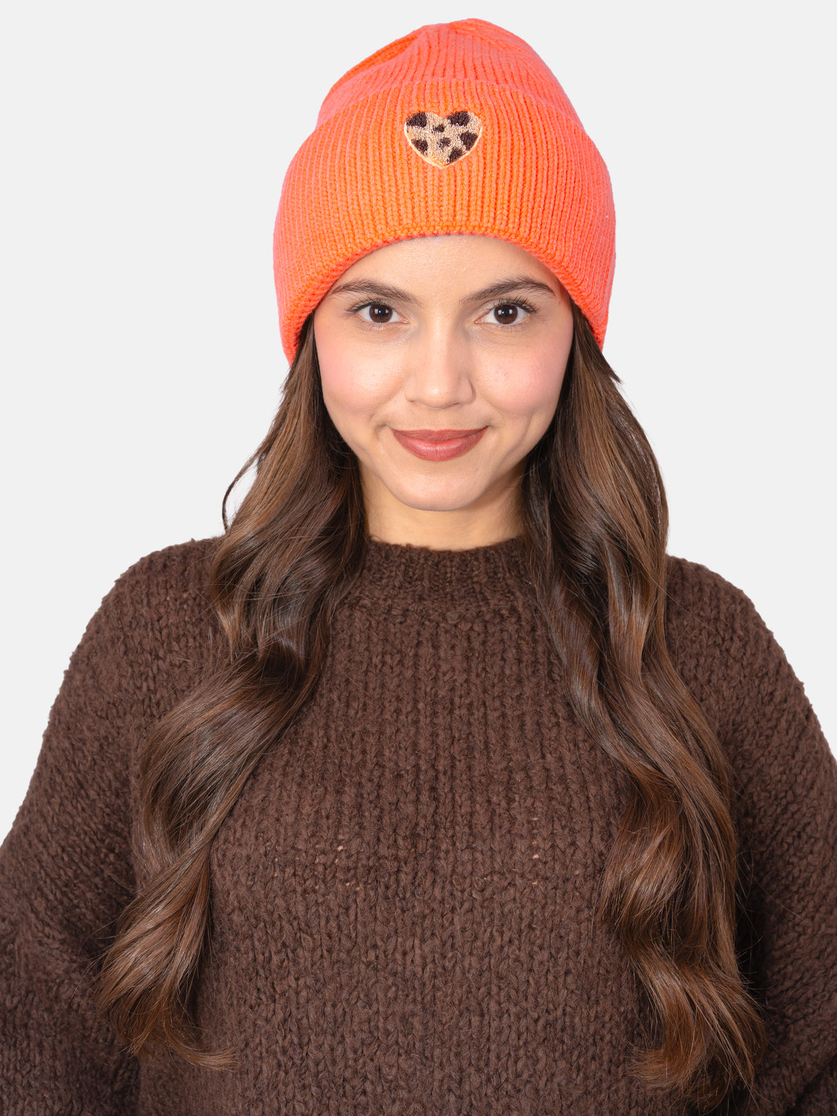 Damen Mütze mit Herz - Zoe in Espresso #Farbe_Orange