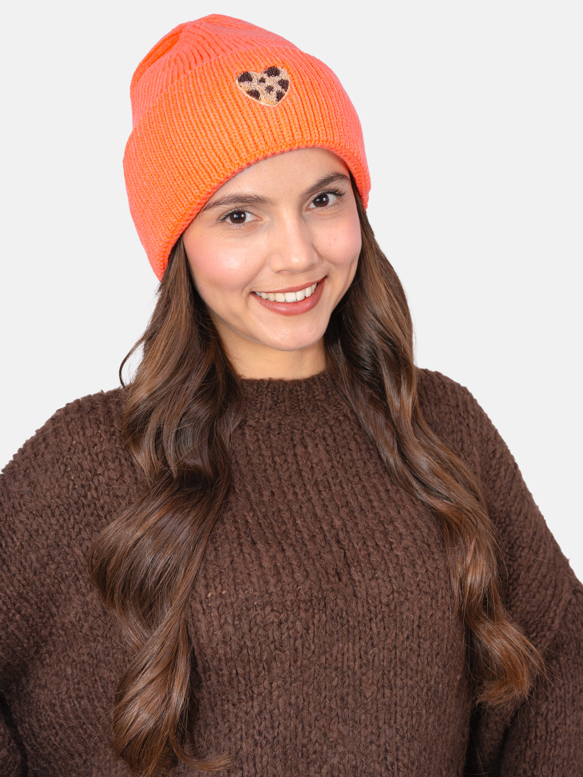 Damen Mütze mit Herz - Zoe in Espresso #Farbe_Orange