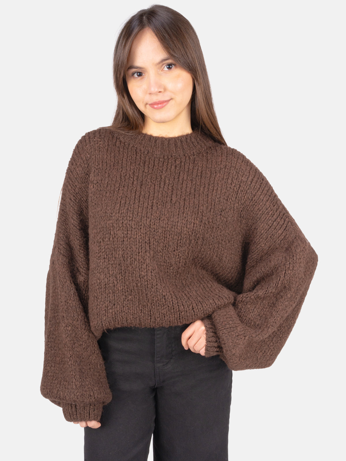 Strick Pullover aus Woll-Mix - Adelina in Mokka #Farbe_Mokka