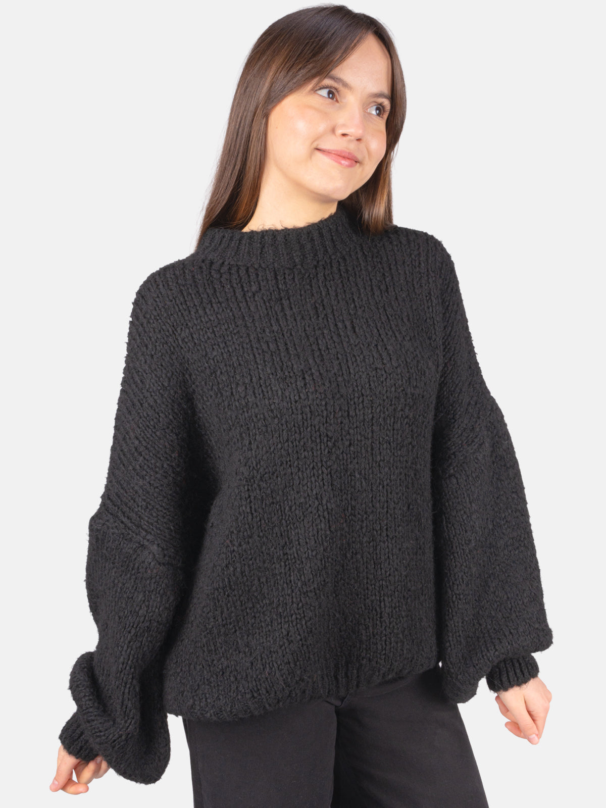 Strick Pullover aus Woll-Mix - Adelina in Schwarz #Farbe_Schwarz