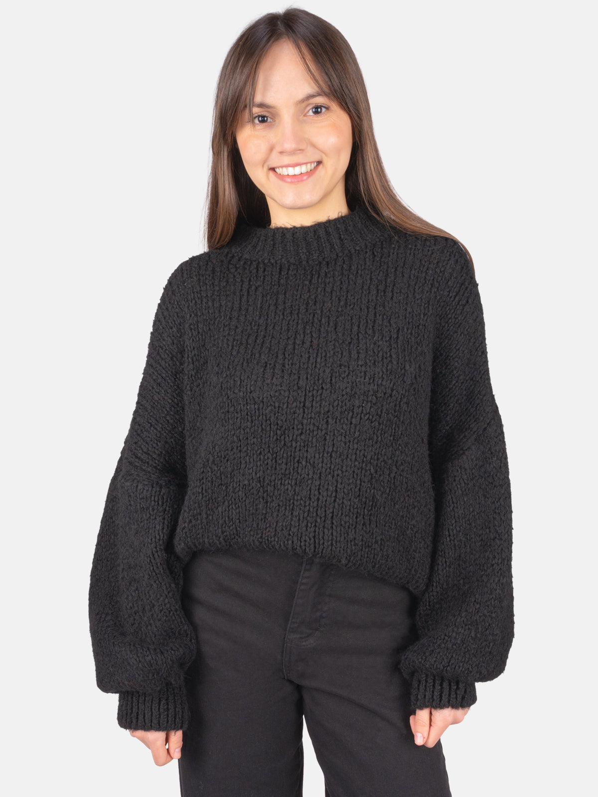 Strick Pullover aus Woll-Mix - Adelina in Schwarz #Farbe_Schwarz