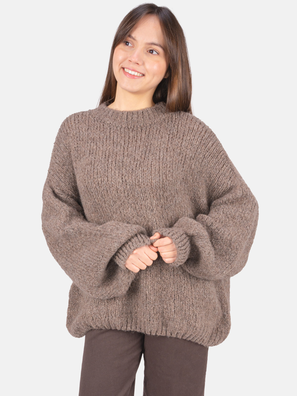 Strick Pullover aus Woll-Mix - Adelina in Dark Taupe #Farbe_Dark Taupe