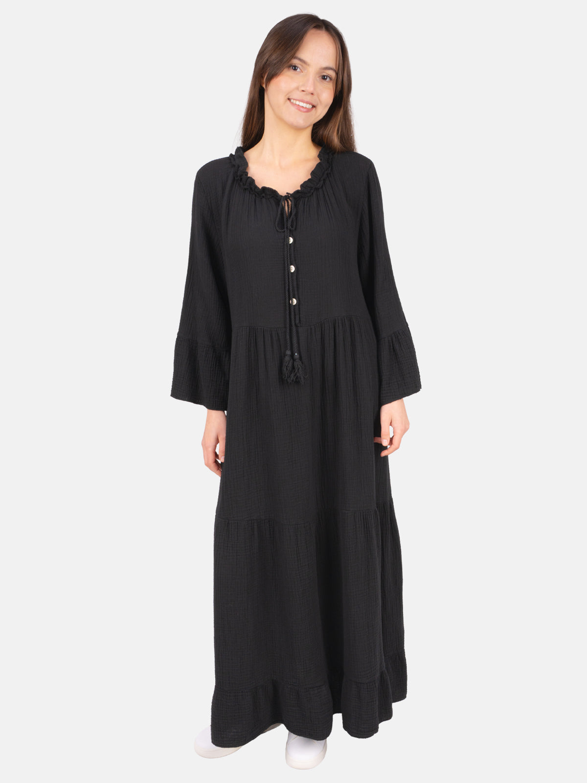 Musselin Boho Maxikleid Amara